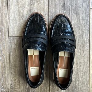 Dolce Vita Black Crocodile-Embossed Loafers